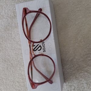 NIB Sojos Rosegold Pink Retro Round Non-Prescription Full Rim Eye Glasses
